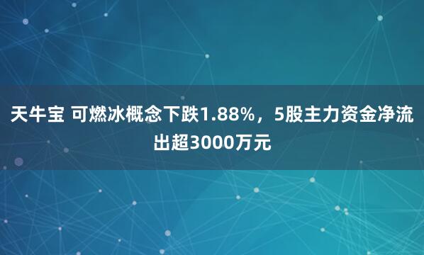 天牛宝 可燃冰概念下跌1.88%，5股主力资金净流出超3000万元
